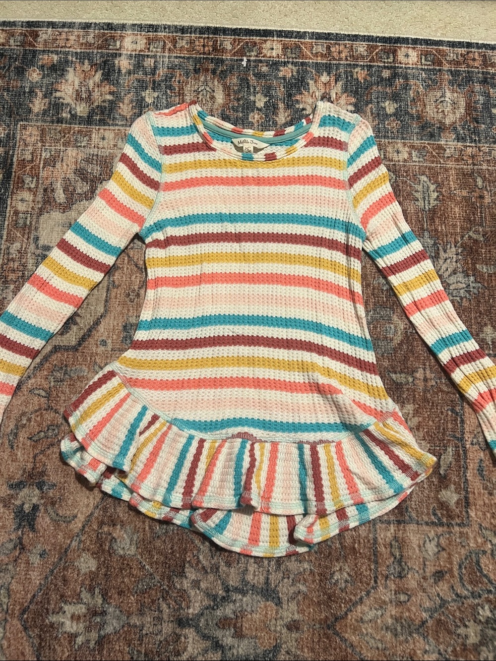 Matilda Jane Multi-Color Striped Ruffle Hem Long Sleeve Tee